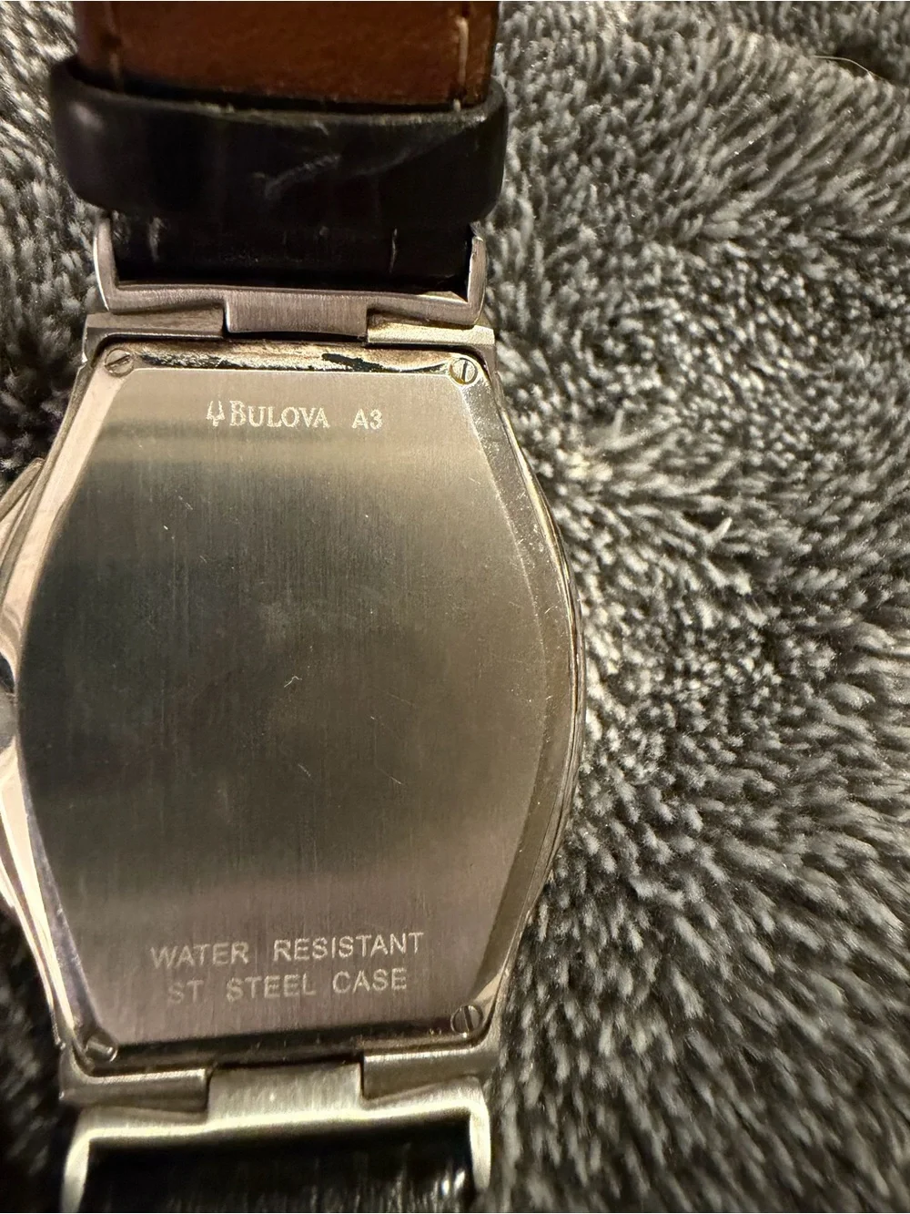 Bulova Silver-Toned Dial Watch with Black Strap